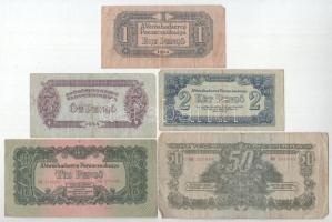 1944. 1P-50P (5xklf) &quot;A Vöröshadsereg Parancsnoksága&quot; T:F,VG folt