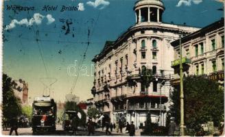 1916 Warszawa, Varsovie, Warschau, Warsaw; Hotel Bristol, street view, tram line 32 (fa)
