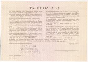 Budapest 1991. "Országos Kárrendezési és Kárpótlási Hivatal" kárpótlási jegye 1000Ft-ról, ...