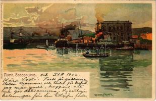 1902 Fiume, Rijeka; Seebehörde / Maritime Administration. Kuenstlerpostkarte No. 1134. von Ottmar Zieher litho s: Raoul Frank