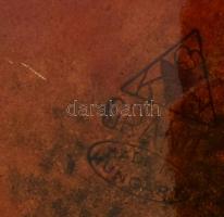 Gránit retro mázas kerámia fali dísztál. Jelzett, kis mázhibával