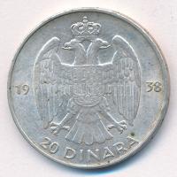 Jugoszlávia 1938. 20D Ag "II. Péter" T:XF 
Yugoslavia 1938. 20 Dinara Ag "Petar II&q...