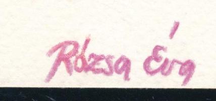 Rózsa Éva (?-). Tűzmadarak. Színes ceruza, akvarell, papír, jelzett. 34x25 cm