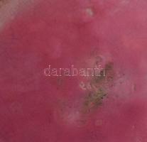 cca 1885 Zsolnay bödön. Magastüzű ún. pink mázas, formába öntött finomfajansz, jelzett, egy kis lepa...