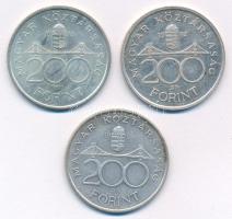 1992. 200Ft Ag "MNB" + 1993. 200Ft Ag "MNB" + 1994. 200Ft Ag "Deák" T:...
