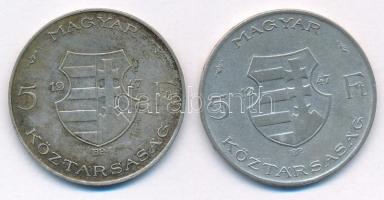 1947. 5Ft Ag "Kossuth" (2x) T:F patina
Adamo F8.1