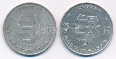 1947. 5Ft Ag "Kossuth" (2x) T:F patina
Adamo F8.1