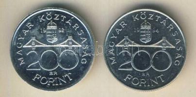 1992-94. 200Ft Ag "MNB" (1x) + "Deák" (1x) T:BU,2