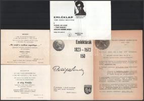 1973 Petőfi Sándor emlékévvel (150) kapcsolatos prospektusok, emléklap és meghívók, összesen 5 db.