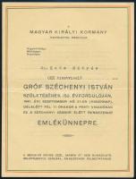 1941 Gróf Széchényi István születésének 150. évfordulójára rendezett emlékünnepély meghívója