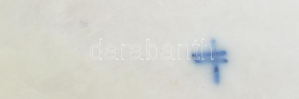 Madaras tál. Kézzel festett, aranyozott, jelzett, kopásokkal 35x28 cm