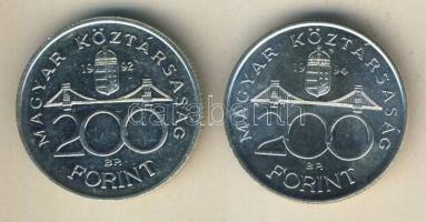 1992-94. 200Ft Ag "MNB" (1x) + "Deák" (1x) T:BU,2