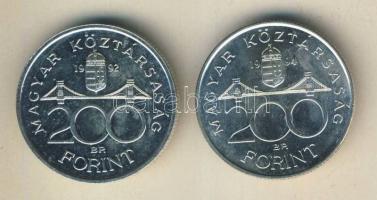 1992-94. 200Ft Ag "MNB" (1x) + "Deák" (1x) T:BU,2