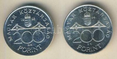 1992-94. 200Ft Ag "MNB" (1x) + "Deák" (1x) T:BU,2