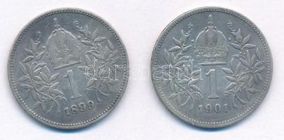 Ausztria 1899-1901. 1K Ag "Ferenc József" (2x) T:VF patina
Austria 1899-1901. 1 Corona Ag...