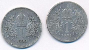 Ausztria 1899-1901. 1K Ag "Ferenc József" (2x) T:VF patina
Austria 1899-1901. 1 Corona Ag...