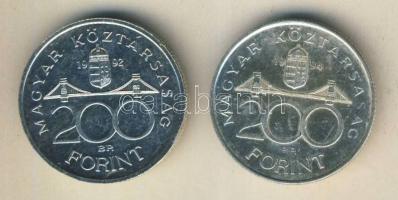 1992-94. 200Ft Ag "MNB" (1x) + "Deák" (1x) T:BU,2