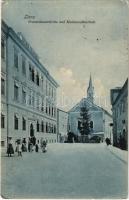 1918 Lienz (Tirol), Franziskanerkirche und Knabenvolksschule / church and school (EK)