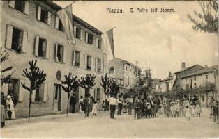 1908 San Pier d'Isonzo, S. Pietro dell'Isonzo; Piazza / square, bicycle (Rb)