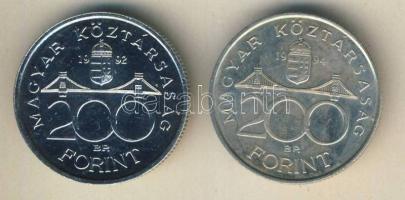 1992-94. 200Ft Ag "MNB" (1x) + "Deák" (1x) T:BU,2