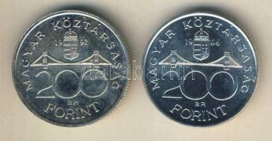 1992-94. 200Ft Ag "MNB" (1x) + "Deák" (1x) T:BU,2