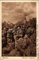 1942 Badacsony, Kőkereszt a hegytetőn, bazaltoszlopok (EK)