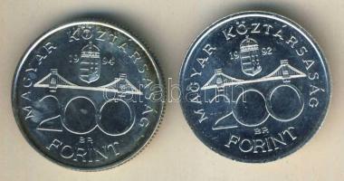 1992-94. 200Ft Ag "MNB" (1x) + "Deák" (1x) T:BU,2
