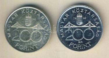 1992-94. 200Ft Ag "MNB" (1x) + "Deák" (1x) T:BU,2