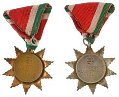 1947. "Magyar Szabadság Érdemrend" ezüst fokozata, részben zománcozott Ag kitüntetés mells...