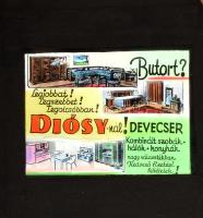 Diósy Bútor Devecser, színes diapozitív, moziban alkalmazott reklám, 8×8 cm
