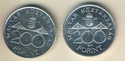 1992-94. 200Ft Ag "MNB" (1x) + "Deák" (1x) T:BU,2
