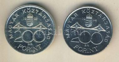 1992-94. 200Ft Ag "MNB" (1x) + "Deák" (1x) T:BU,2