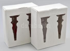 4 darab kristály gyertyatartó, díszdobozban, m: 18 cm