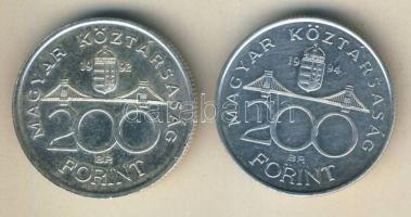 1992-94. 200Ft Ag "MNB" (1x) + "Deák" (1x) T:BU,2