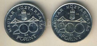 1992-94. 200Ft Ag "MNB" (1x) + "Deák" (1x) T:BU,2