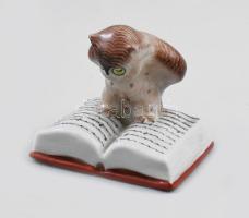 Drasche (Kőbányai) porcelán bagoly, kézzel festett, jelzett, hibátlan, m: 7 cm