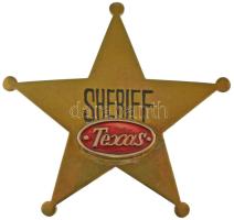 Amerikai Egyesült Államok DN "Sheriff Texas" bronz seriff jelvény festett rátéttel (60x60mm) T:AU USA ND "Sheriff Texas" bronze sheriff star badge with painted overlay (60x60mm) C:AU