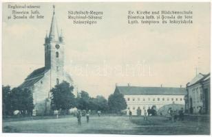 1925 Szászrégen, Reghin; Biserica Luth. si Scoala de fete Evangélikus templom és leányiskola / Lutheran church and girls school