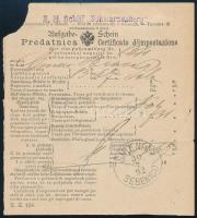 1892 Postautalvány / Postal money order "S.M. Schiff Schwarzenberg" + "SIBENIK / SEBENICO"