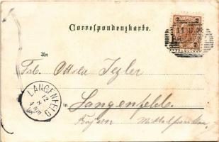 1898 (Vorläufer) Bregenz, Gruss aus... Bregenz liegt am Bodensee, Wer's nicht glaubt, geh'...