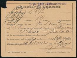 1882 Postautalvány / Postal money order "S.M. Schiff Schwarzenberg"