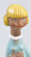 Mészáros Géza (1918-1987): Gyermekét ringató anya, mázas kerámia, kézzel festett, hibátlan, m:15 cm