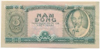 Észak-Vietnám 1975. 5D előlapi bankjegy tervezet (?) Ho Chi Minh arcképével, enyhén eltolódott nyomattal T:F North Vietnam 1975. 5 Dong One-sided trial banknote (?) with "Ho Chi Minh" as an obverse draft, with slightly offset print C:F