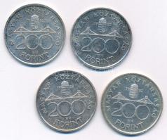 1992. 200Ft Ag "MNB" (4x) T:AU,XF patina Adamo F13
