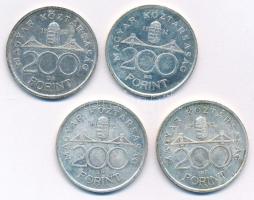 1992. 200Ft Ag "MNB" (4x) T:AU,XF patina Adamo F13