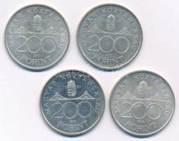 1993. 200Ft Ag "MNB" (4x) T:AU,XF patina Adamo F13