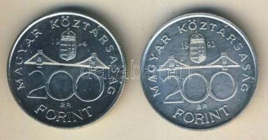 1993-94. 200Ft Ag "MNB" (1x) + "Deák" (1x) T:BU,2