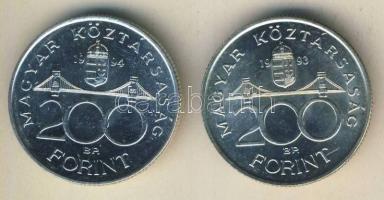 1993-94. 200Ft Ag "MNB" (1x) + "Deák" (1x) T:BU,2