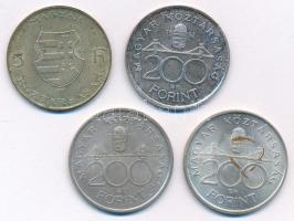 1947. 5Ft Ag "Kossuth" + 1992-1993. 200Ft Ag "MNB" (3x) T:AU,XF patina Adamo F8....