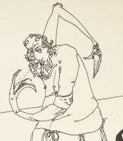 Szkukálek Lajos (1957): 1987. Tus, papír. Jelzett. 46x60 cm Sérült paszpartuval